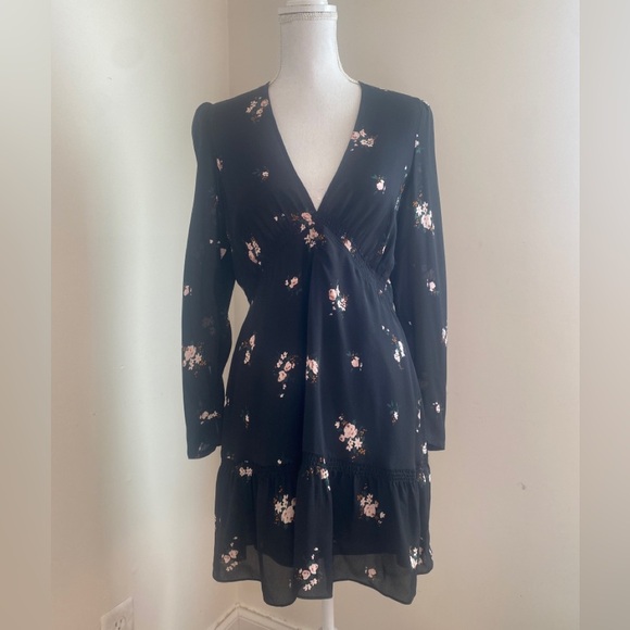 A.L.C Silk Floral Long Sleeve Mini Dress Size 6 - Picture 1 of 10